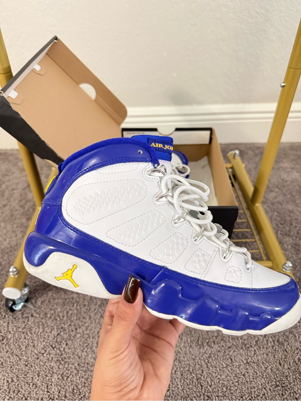 Air Jordan 9 Retro Kobe Bryant 5Y White Blue Yellow 302359-121